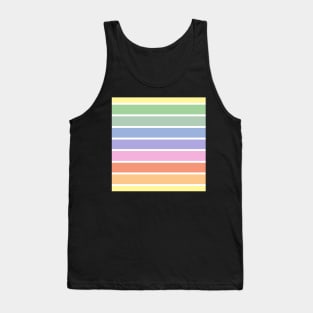 Vintage white and bright pastel rainbow stripes - horizontal Tank Top